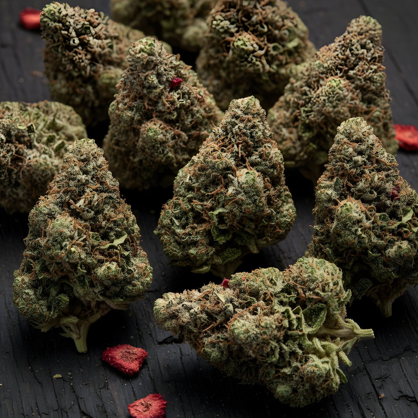 Lifestyle image of Strawberry THCA hemp flower AA grade, a fruity sativa-dominant strain known for uplifting daytime effects