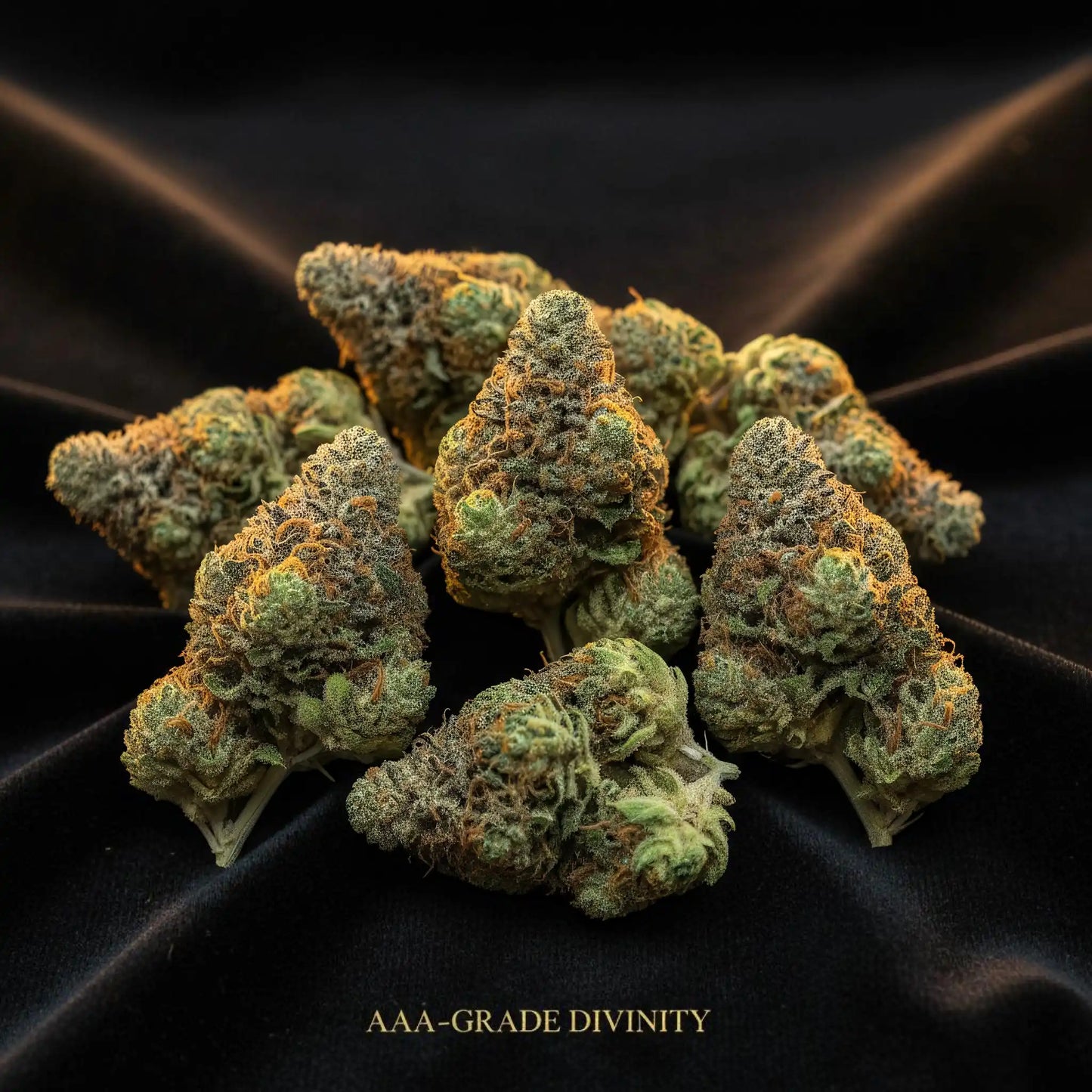 Lifestyle image of Divinity THCA hemp flower AAA grade indica dominant hybrid, featuring luxury frosty buds with berry vanilla scent, ideal for evening relaxation and creative calm | Hurcann