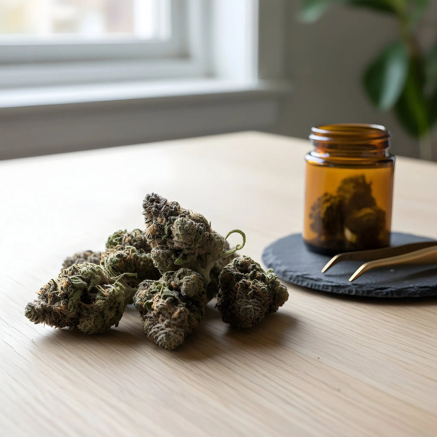 Lifestyle image of Gary Eyes THCA hemp flower AA grade indica dominant, showcasing relaxing dessert fuel buds ideal for evening unwinding | Hurcann