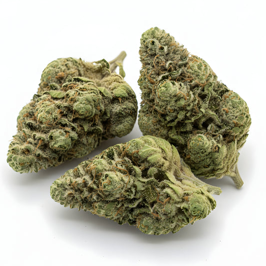 Main product photo of Gary Eyes THCA hemp flower AA grade indica dominant, featuring shimmering trichomes and dense structure from Gary Payton x White Runtz lineage