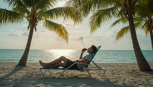 Relaxing with Delta-8 on a Florida beach under the sun.