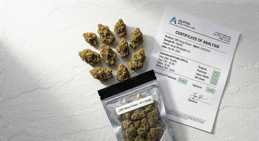 acheter CBD en gros pas cher fleurs CBD vrac sur surface blanche Hurcann