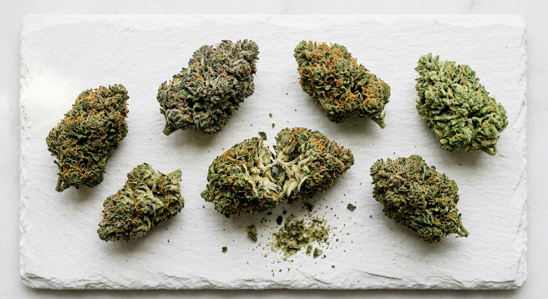best CBD strain 2026 guide premium hemp flower buds flat lay Hurcann