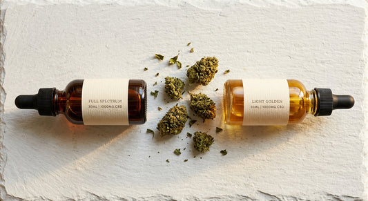 broad spectrum CBD oil vs full spectrum comparison tincture bottles Hurcann 2026