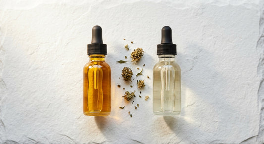broad spectrum vs full spectrum CBD oil bottles side by side comparison Hurcann