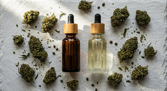 broad spectrum vs full spectrum CBD oil for pain comparison dropper bottles hemp flower Hurcann