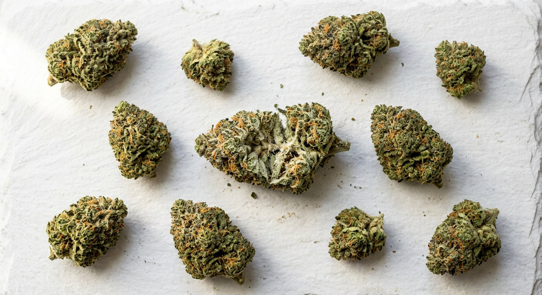 bulk THCA flower pounds wholesale dense hemp buds on white surface Hurcann