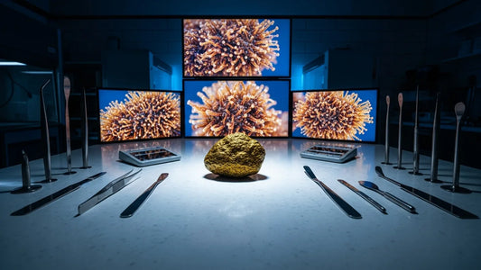 hash rock displayed in a modern cannabis laboratory with scientific equipment | Hurcann