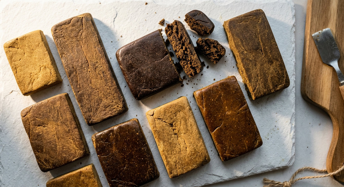 CBD hash platte slabs wholesale flat lay showing color and texture variations Hurcann