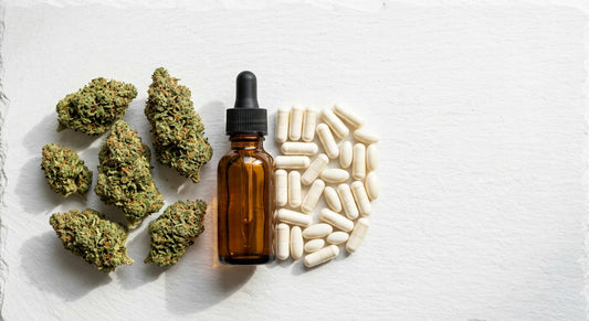 CBD producten overzicht — CBD bloem, olie en capsules op witte ondergrond 2026