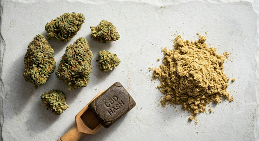CBD products wholesale Europe bulk hemp flower hash and kief display Hurcann