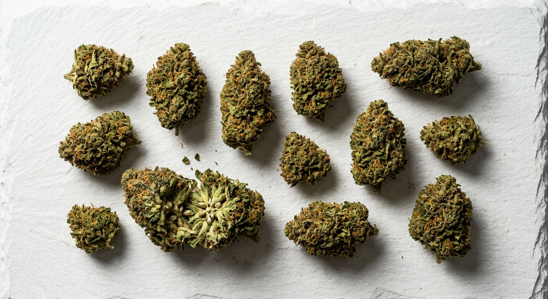 CBD velkoobchod bulk hemp flower buds arranged flat lay wholesale 2026