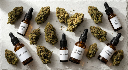 deli hemp pro wholesale CBD flower buds and oils bulk display
