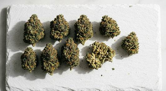 difference between THCA and Delta-9 THC hemp flower buds flat lay Hurcann
