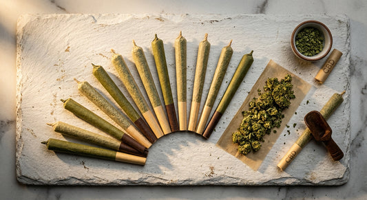 do CBD pre-rolls have THC hemp pre-rolls fanned flat lay showing trace THC content