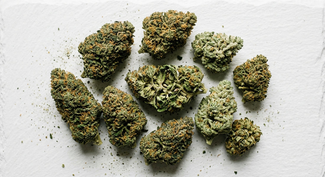entourage effect hemp flower CBD CBG full spectrum buds flat lay Hurcann