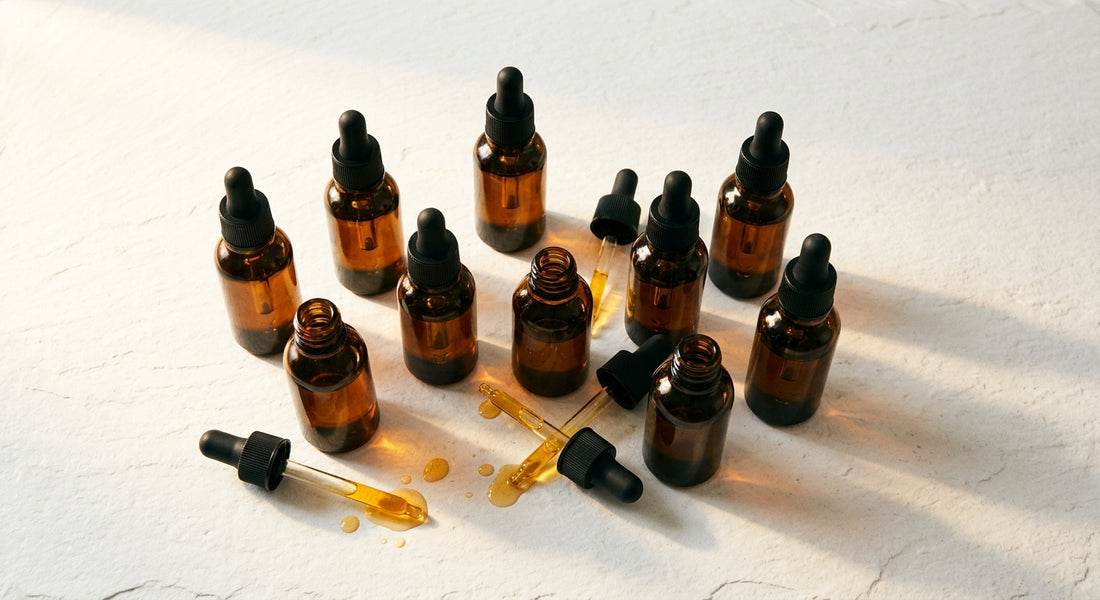 grossiste huile CBD flacons ambrés huile dorée vente en gros Hurcann