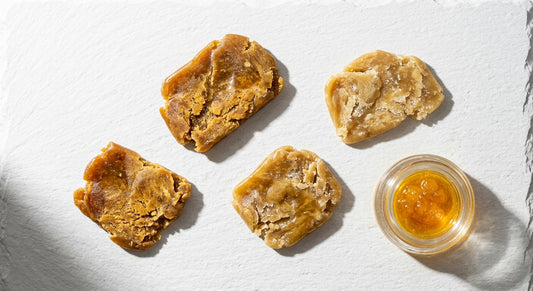 hash rosin vs live resin concentrate comparison flat lay on white surface Hurcann