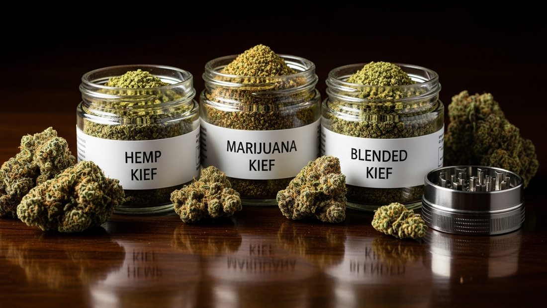 Hemp kief marijuana kief and blended kief jars comparison