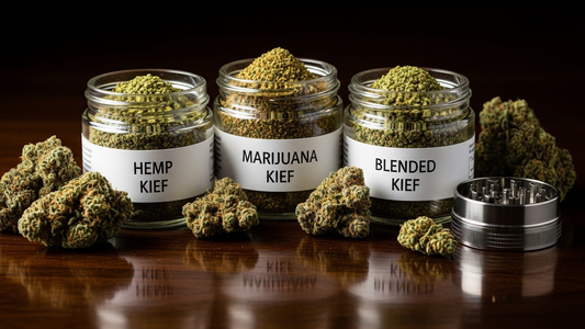 Hemp kief marijuana kief and blended kief jars comparison