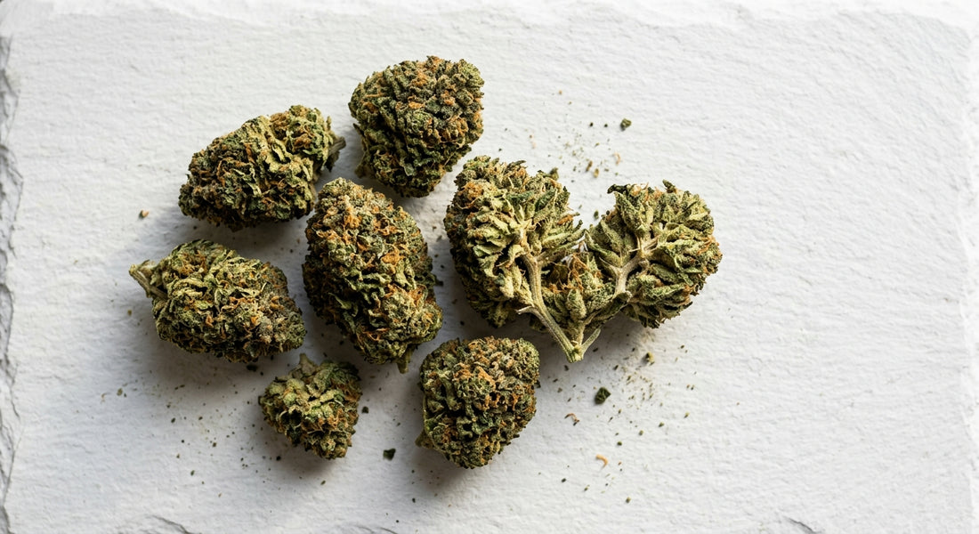 high CBD indica strains premium hemp flower buds flat lay Hurcann 2026