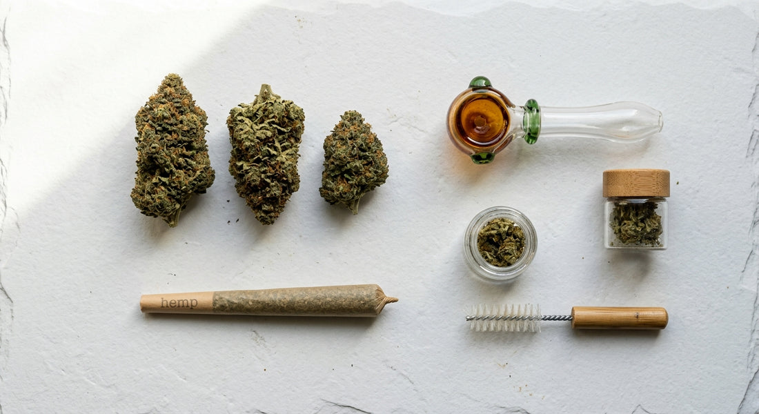 how to open a smoke shop with no money hemp flower and accessories flat lay