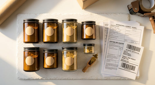 importing hemp kief from USA to Europe bulk golden CBD kief jars with customs documents