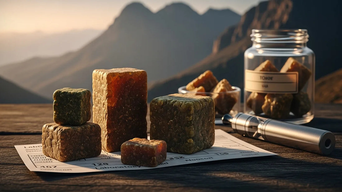 Comprehensive visual of Moroccan hash buying guide with mountains lab testing and storage elements combined | Hurcann