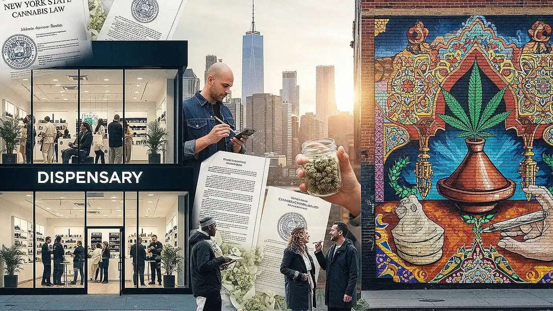 Modern New York City cannabis scene combining legal dispensary, cultural Moroccan hash references, and community engagement | Hurcann