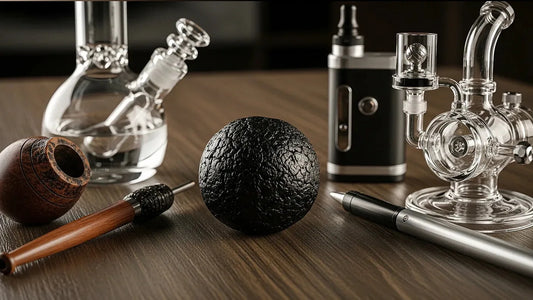 temple balls hash with multiple consumption methods displayed on a table | Hurcann