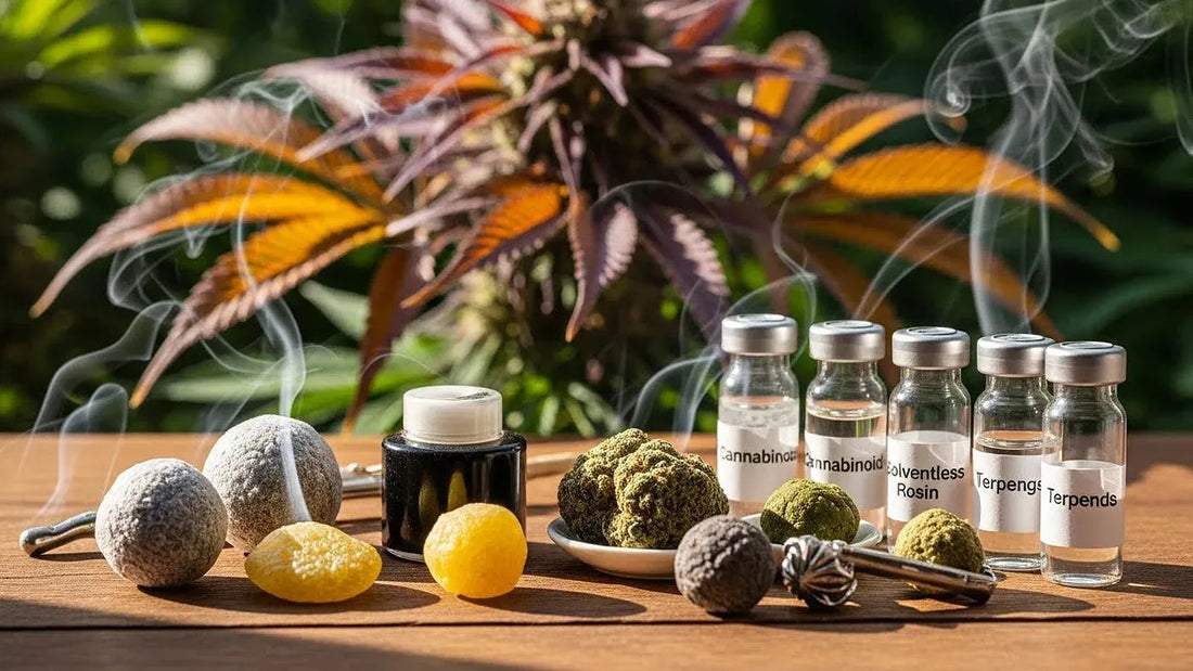 Comparative display of traditional, modern solventless, and commercial ball hash highlighting potency, terpene richness, and craftsmanship | Hurcann