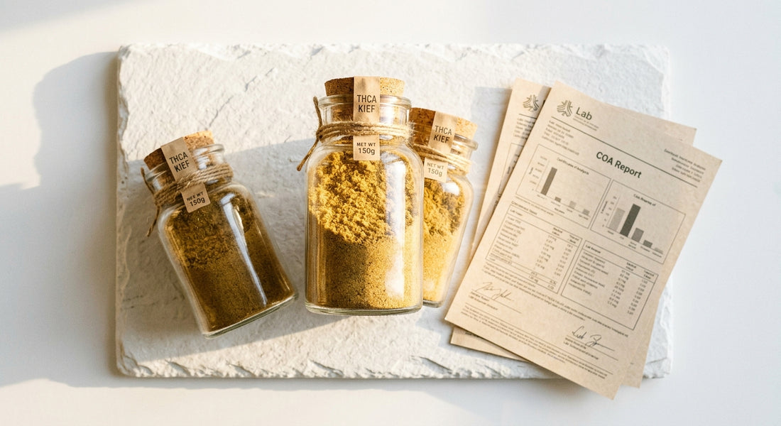 THCA kief import regulations by country 2026 golden hemp kief with COA documents Hurcann