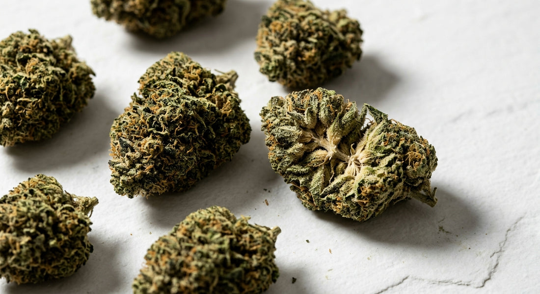 THCA hemp flower buds legal in North Carolina 2026 displayed on white surface