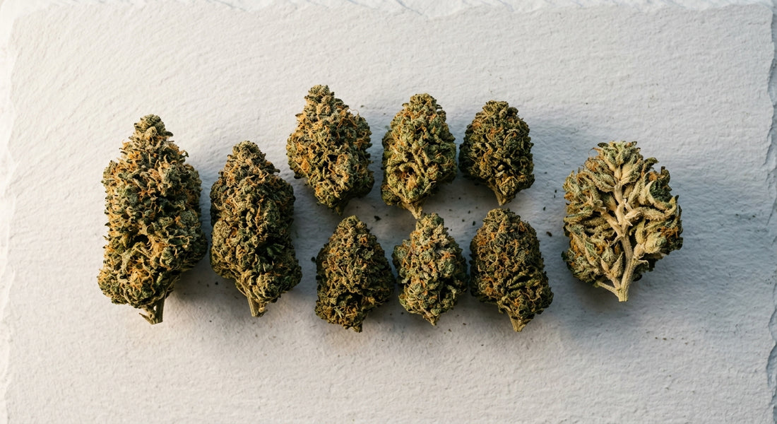 THCA vs CBD hemp flower buds side by side comparison on white surface Hurcann