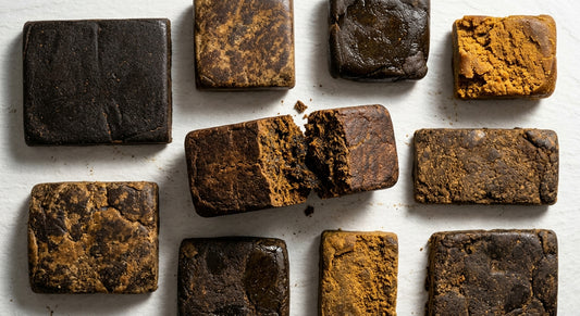 what is hash resin dark brown CBD hemp hash blocks broken open showing interior