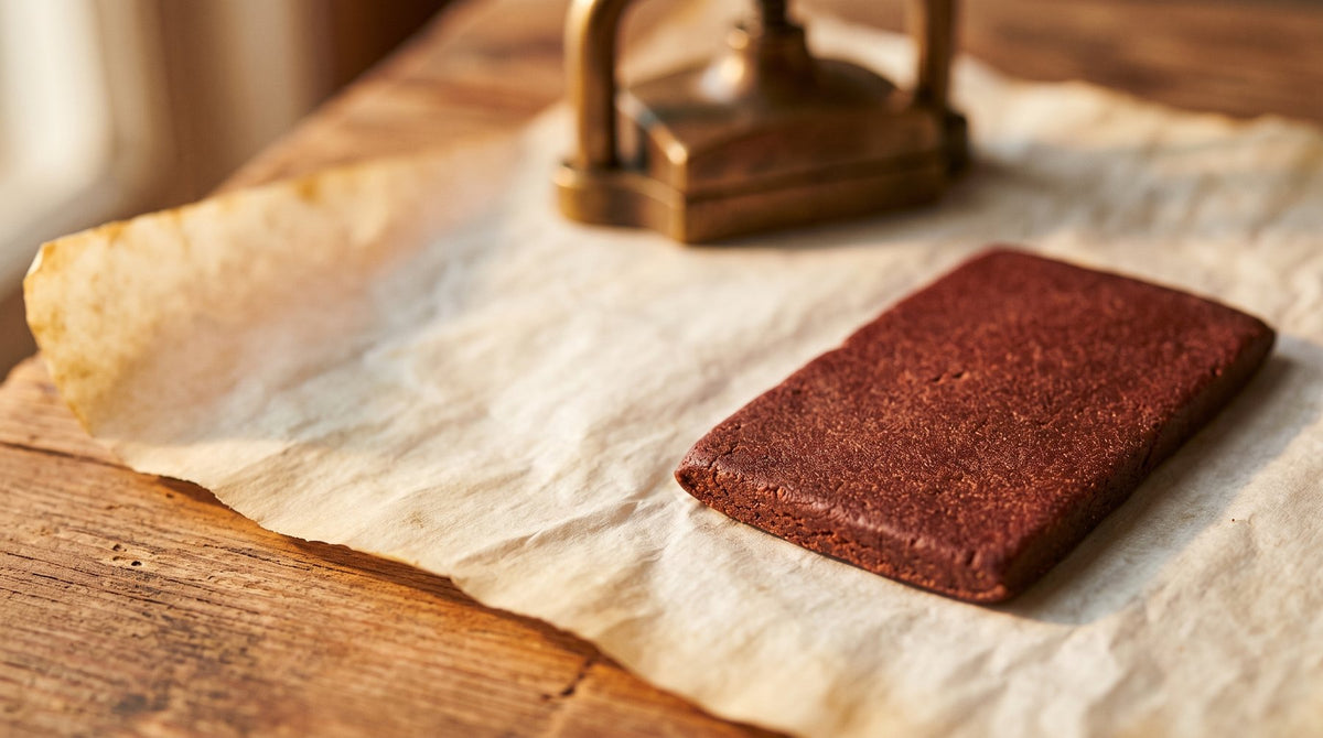 Pressed red Lebanese hash slab on parchment