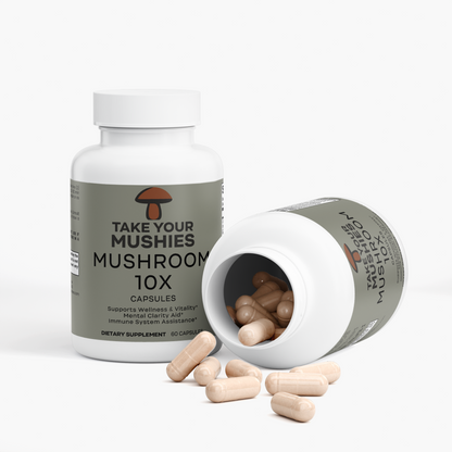 Mushroom Complex 10X Capsules | 10-Mushroom Blend for Focus, Immunity and Adaptogenic Support | Lion’s Mane, Reishi, Chaga and More