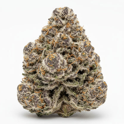 The white crystal coverage give this strain a “blizzard” effect.
