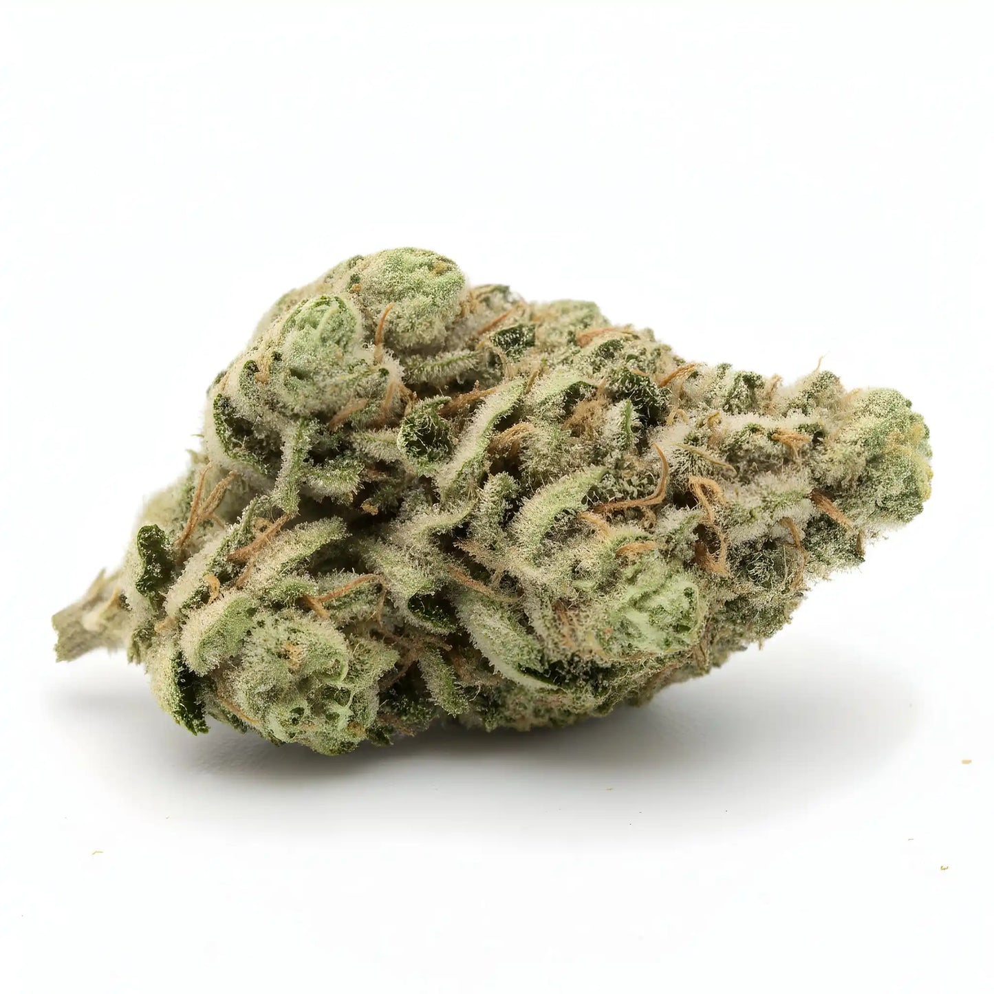 Alternative angle photo of Cream Cake THCA hemp flower indica AA grade, showing dense frosty buds with light green and lavender hues and 26 percent THCA | Hurcann