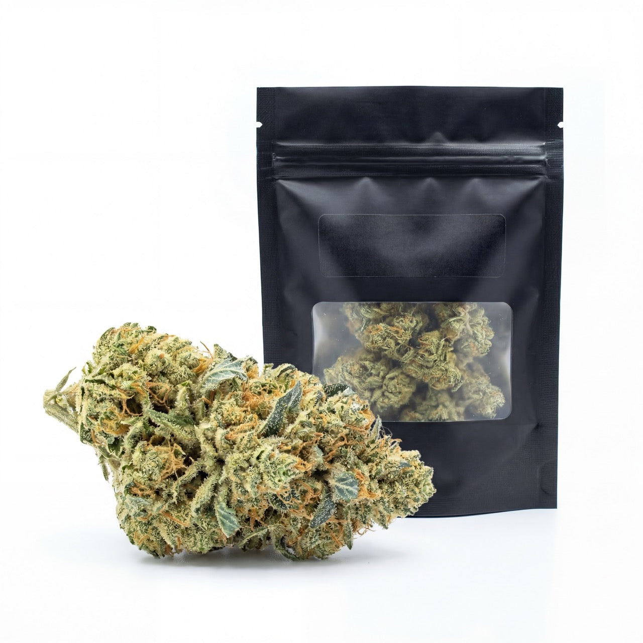 Blue Dream CBD flower paired with display-style packaging featuring a viewing window. Designed to maintain product freshness while allowing clear visibility of the buds inside.