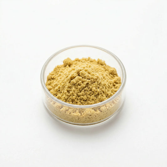 CBG kief powder in a glass bowl on white background — premium white hemp-derived CBG kief, 7g retail | Hurcann