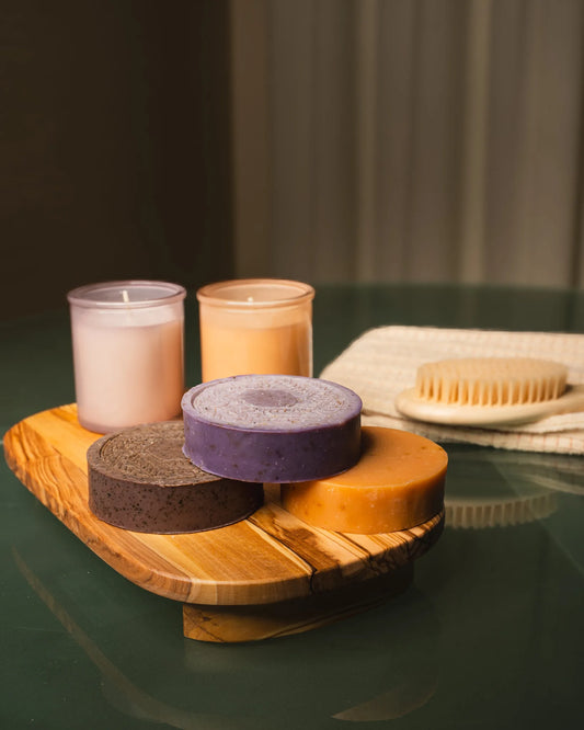 CBD soap value pack featuring three handcrafted bars infused with hemp-derived CBD – lavender for relaxation, coffee for exfoliation, and citrus for refreshing skincare | Hurcann