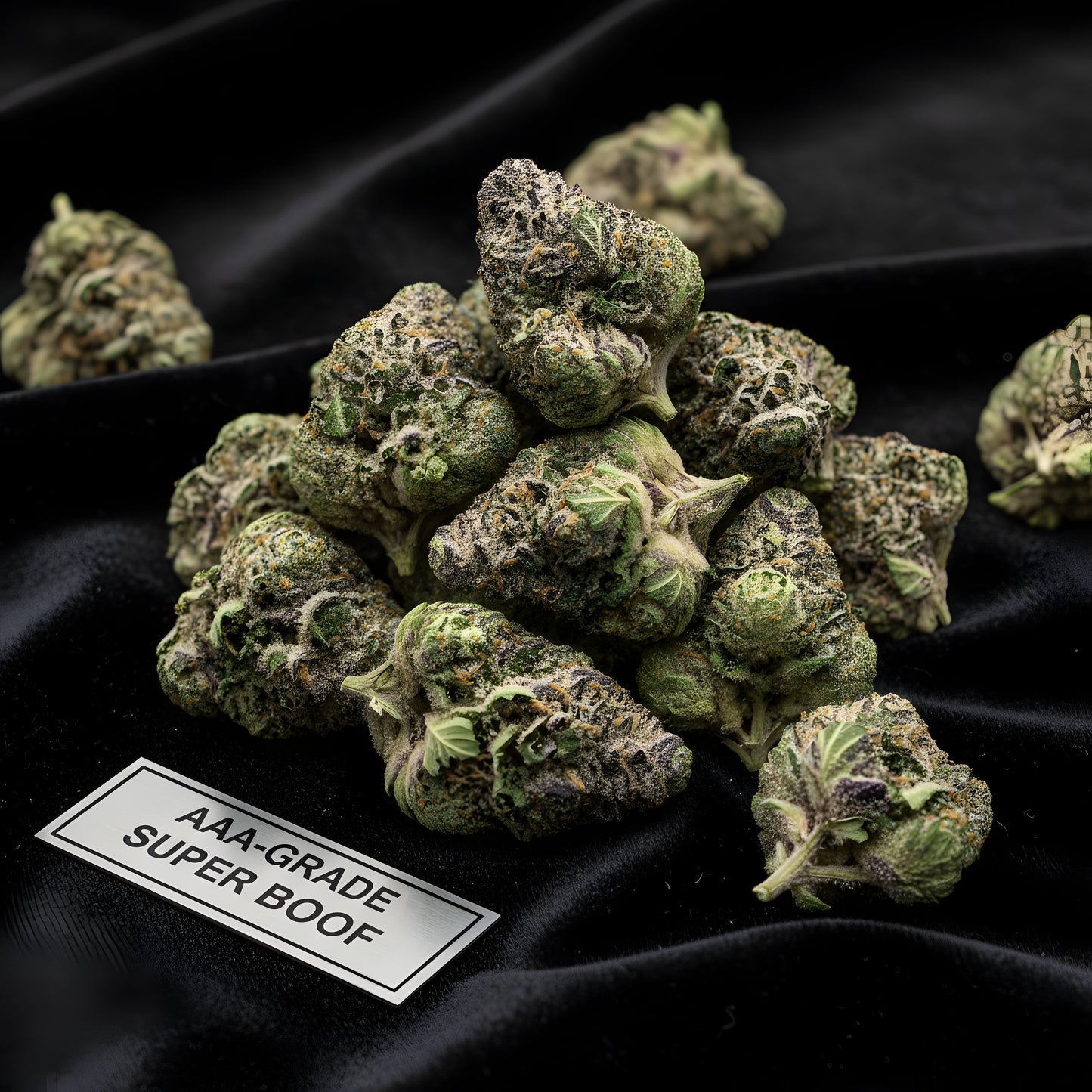 Lifestyle image of Super Boof THCA hemp flower AAA grade hybrid, displaying vibrant purple buds with cherry citrus aroma, ideal for social sessions and relaxed evenings