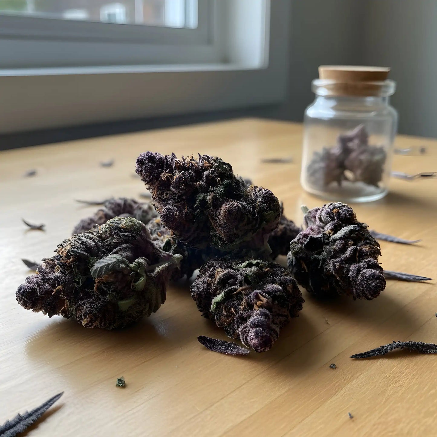 Lifestyle image of Jealousy THCA hemp flower AA grade hybrid, showcasing a balanced strain offering clarity relaxation and stress relief | Hurcann