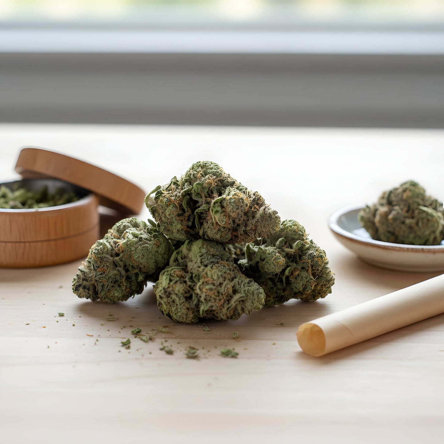 Lifestyle image of Afghani Kush THCa hemp flower pure indica AA grade, a relaxing Afghani landrace strain with earthy pine aroma