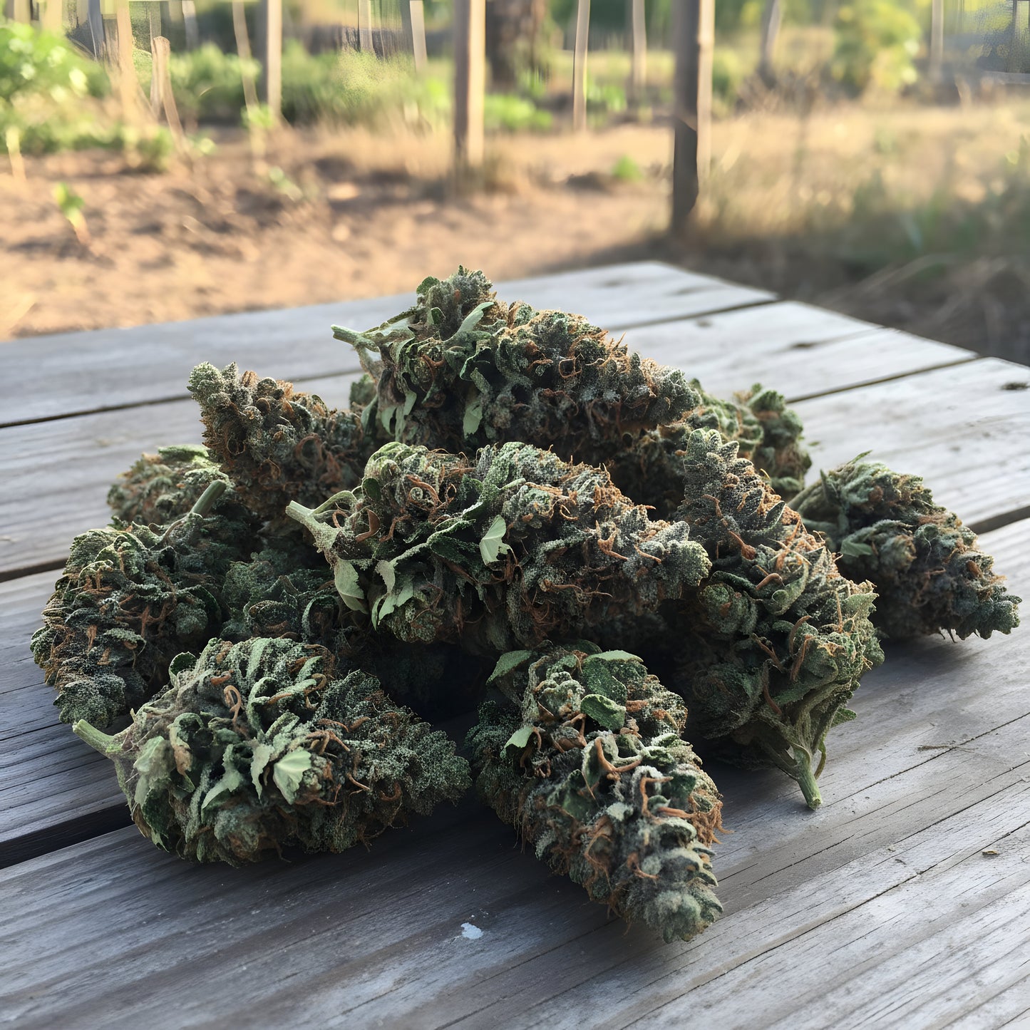 Lifestyle image of Moonblast THCa hemp flower indica AAA grade, a nighttime strain known for vanilla cookie aroma and calming effects