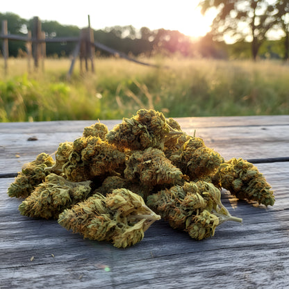 Lifestyle image of Yellow Tail THCa Hemp Flower showcasing uplifting sativa-dominant hybrid buds with citrus and tropical aroma, ideal for daytime focus and creativity