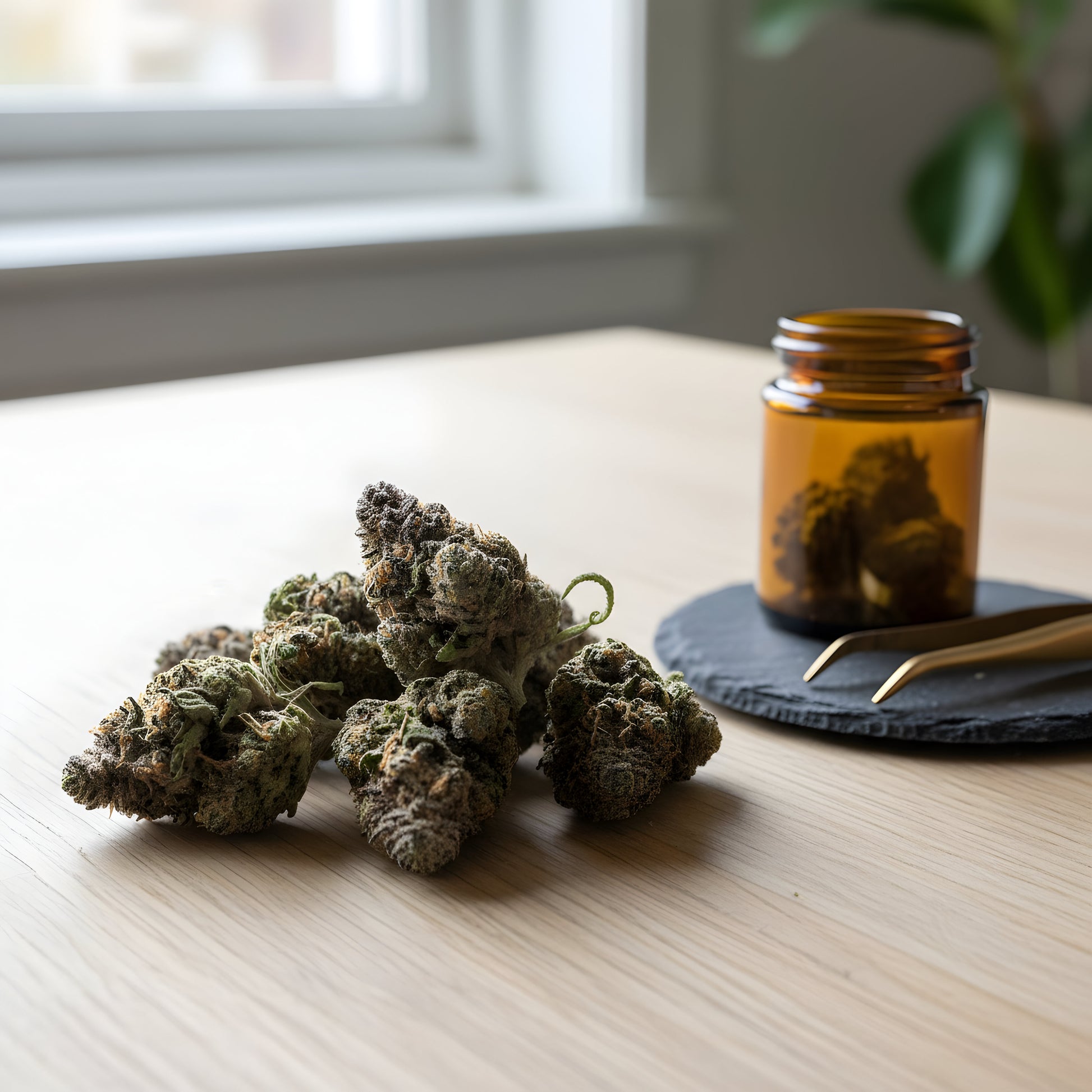 Lifestyle image of Gary Eyes THCA hemp flower AA grade indica dominant, showcasing relaxing dessert fuel buds ideal for evening unwinding