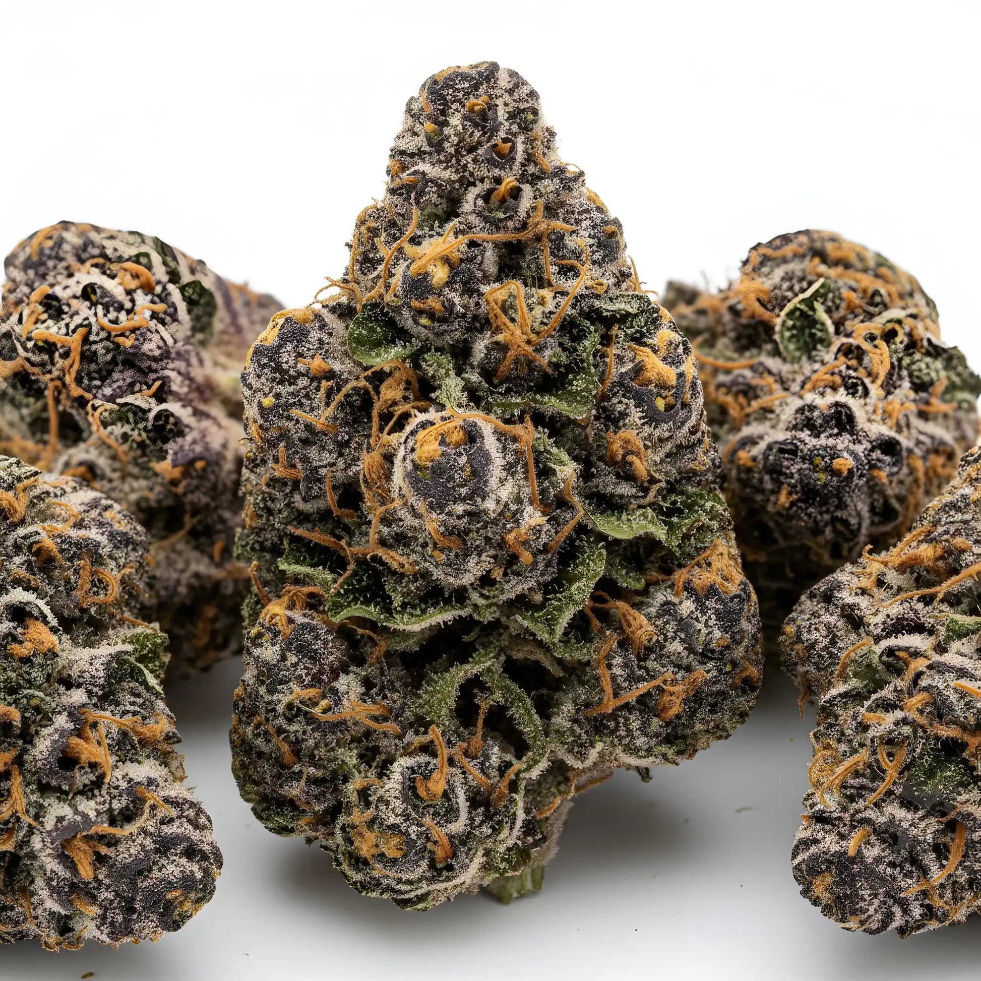 Main product photo of Texas Pound Cake THCA hemp flower AAA grade indica, featuring resin rich buds with purple highlights, sweet cake batter and vanilla aroma, 32 percent THCA