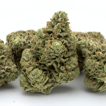 Main product photo of Windu THCA hemp flower AA grade hybrid, featuring dense fluffy buds with pine mint citrus aroma, Skywalker OG x Kush Mintz lineage.